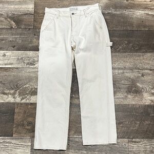 Abercrombie Low Rise Carpenter Jeans in Ecru/Cream